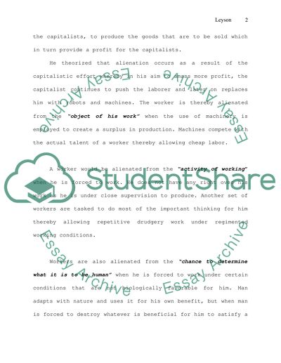 Marx says that workers under capitalism are alienated from picture