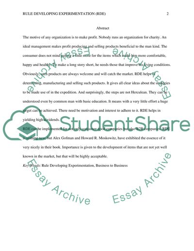 Rule Developing Experimentation and Its Use in Marketing Research