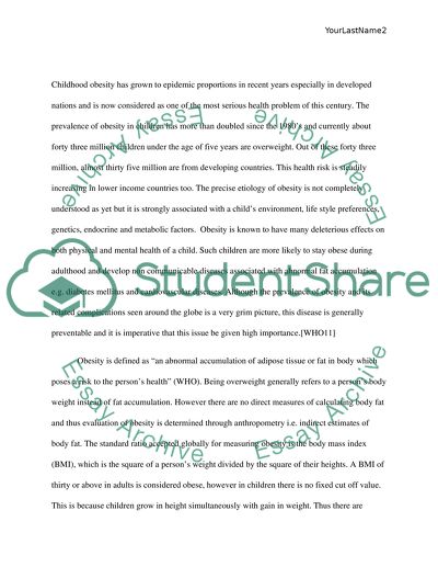 The Growing Epidemic of Childhood Obesity and the Health Risks Associated with It