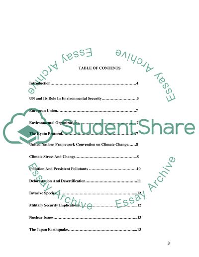 Environmental Issues to International Security