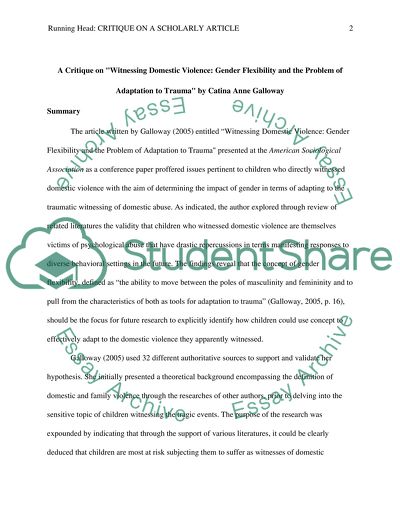 Witnessing Domestic Violence: Gender Flexibility and the Problem of Adaptation to Trauma