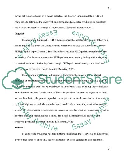 The Post-traumatic Embitterment Disorder