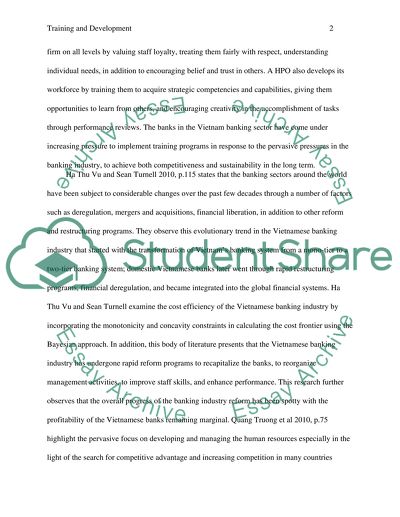 Training and Development in Vietnamese Banking Industry