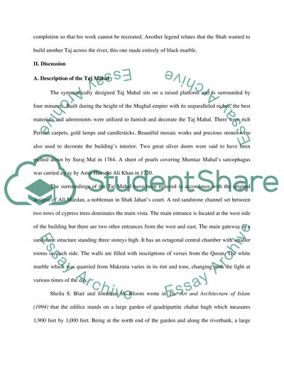 An Architectural Analysis of the Taj Mahal