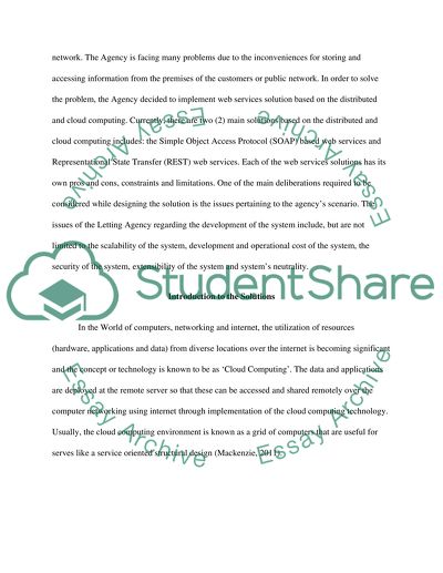 Cloud Computing Based Solutions for Letting Agency