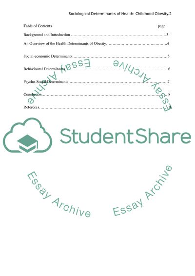 Sociological Determinants of Health: Childhood Obesity