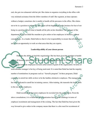 Leadership: Brief Description of the Organizational Setting