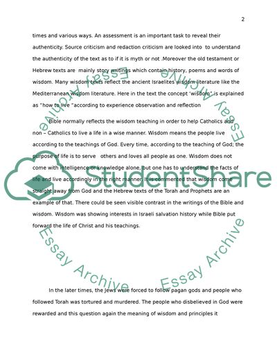 The Wisdom Literature