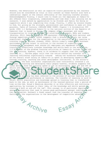 The learning transfer practices at Camair-Co