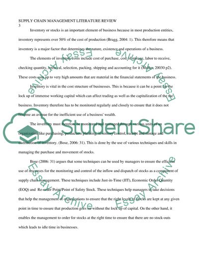 Supply Chain Management and Inventory Management