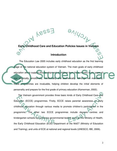 Early Childhood Care and Education Policies Issues in Vietnam