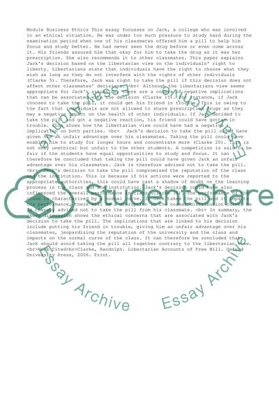 Behavior of Jack in Ethical Situation