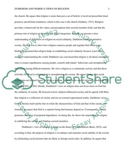 Durkheim and Webers Views on the Social Role of Religion in Society