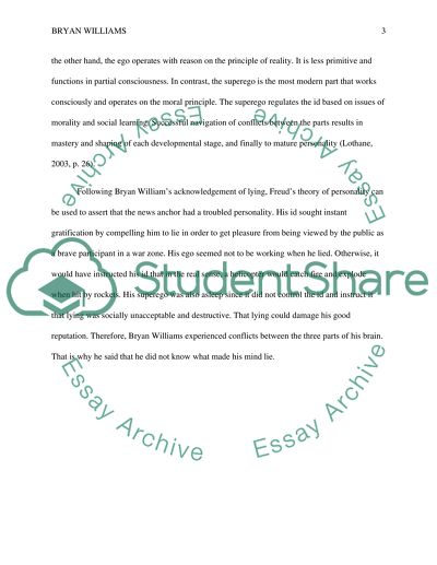 Brian Williams Personality According to Sigmund Freud