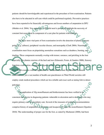 A Critical Evaluation of Care Plan for Diabetic Foot Ulcer