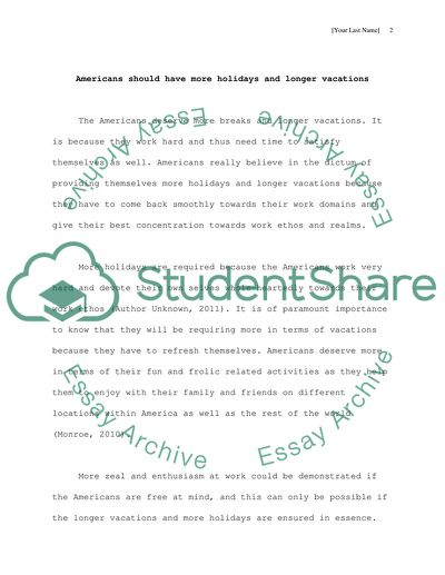 Americans should have more holidays and longer vacations