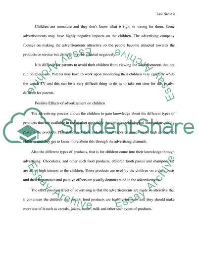 Advertising and its affects on children