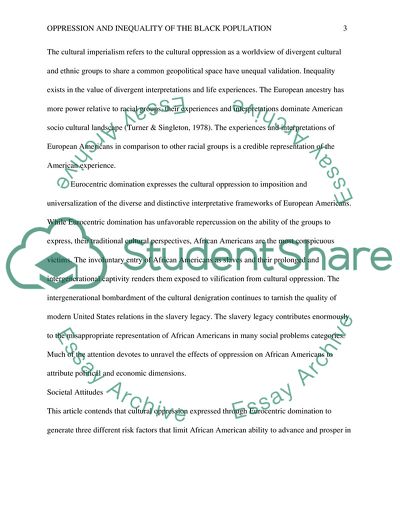 Oppression and Inequality of the Black Population