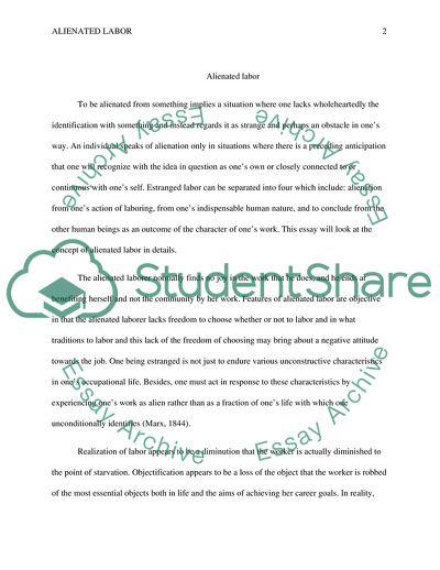 Description of the Alienated Labor Concept