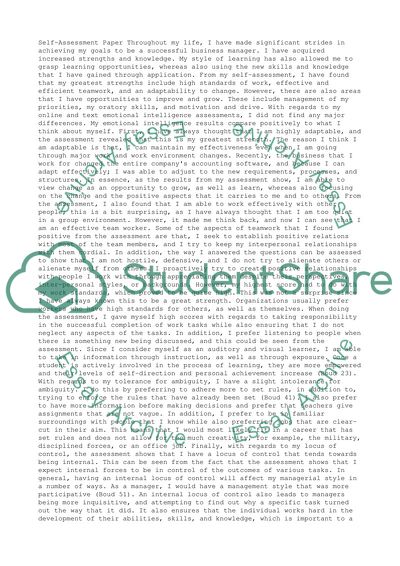 Self assessment paper