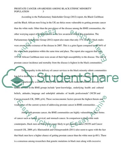 Prostate Cancer Awareness among Black Ethnic Minorities