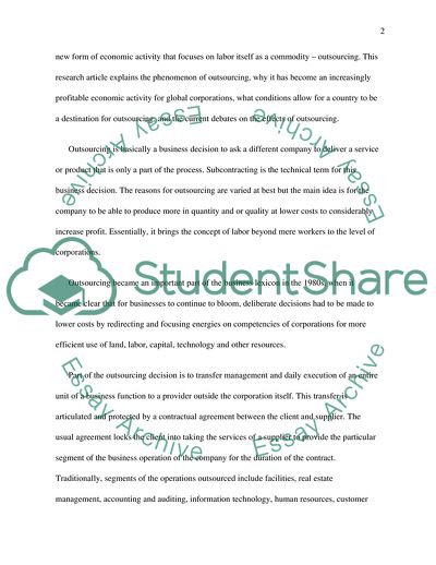 Outsourcing Jobs to Foreign Countries