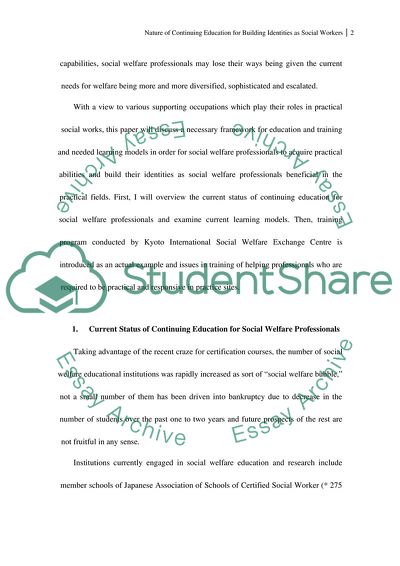 Nature of Continuing Education for Building Identities as Social Workers