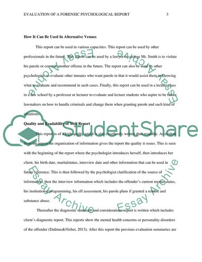 Evaluation of a Forensic Psychological Report