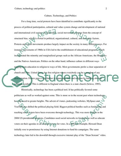 Culture, Technology, and Politics - Assignment