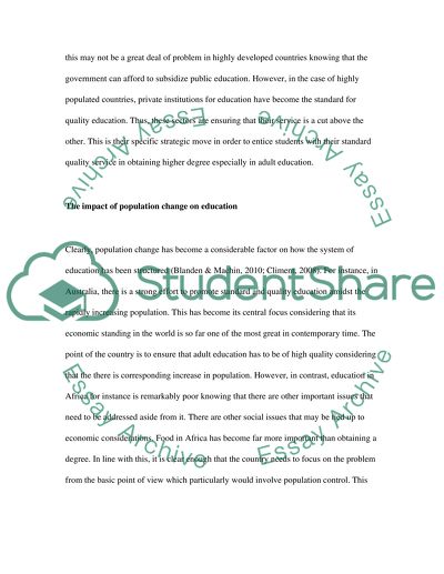 Population Changes and its Effect on Adult Education
