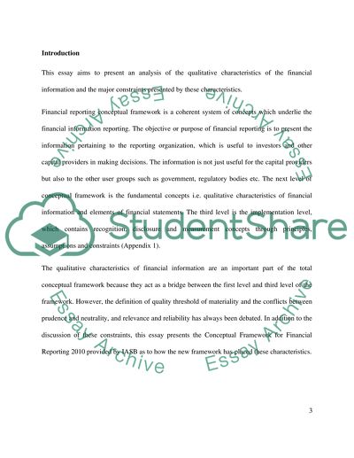 Qualitative Characteristics of Financial Information