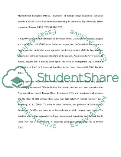 Foreign Direct Investment into Chinese Economy