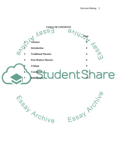 Traditional and Modern Theories of Decision Making