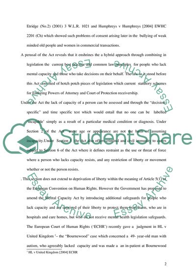 Changes as Seen by the Mental Capacity Act 2005