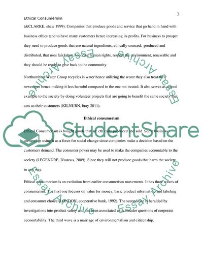 Ethical Consumerism of Northumbian Water Group