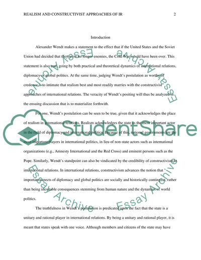 Realism and Constructivist Approaches of IR