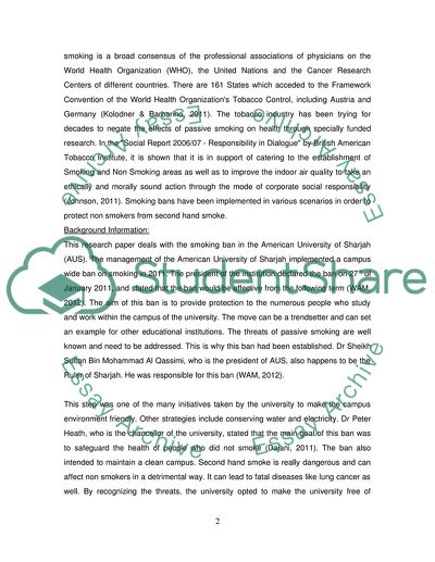 The Effectiveness of Smoking Ban at the American University of Sharjah