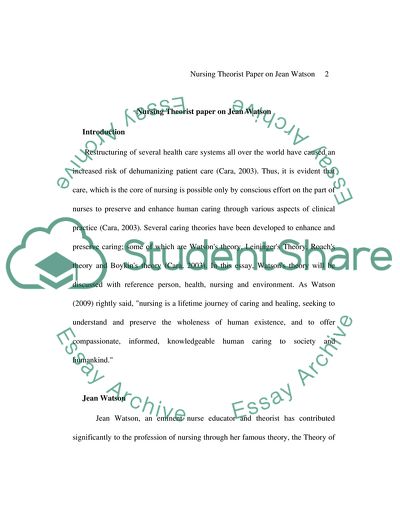 Watsons Theory of Human Caring