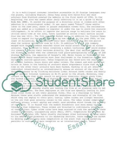 Major Issues of Yahoo Inc