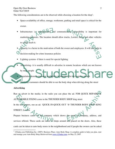 Thunder Body Shop: Probable Reasons for Starting the Business