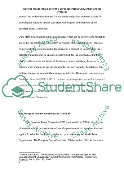 Article 60 of the European Patent Convention and its Protocol