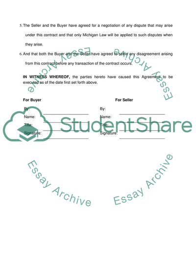 Sales Agreement of Products