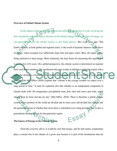 Mechanisms determining Temperature of the climate