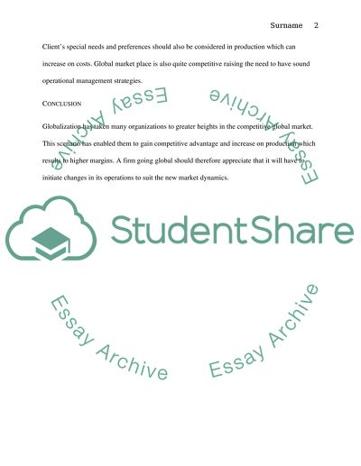 Globalization of operations management