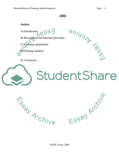 Human Resource Planning and Development