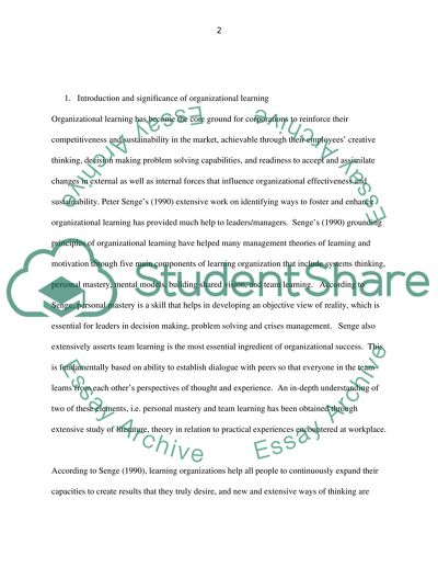 Characteristics of Personal Mastery and Effective Team Learning