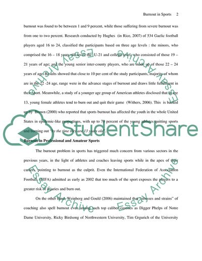 Burnout In Sport and Its Prevention