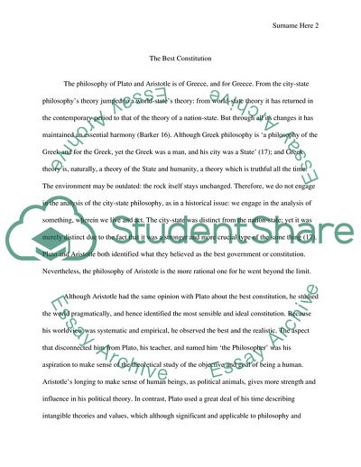 The Best Form of Constitution: the Platonic and Aristotelian Discourses