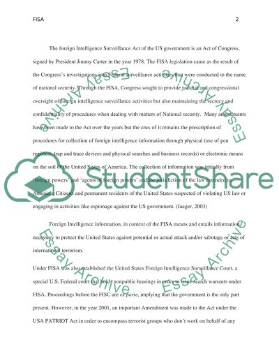 The Foreign Intelligence Surveillance Act