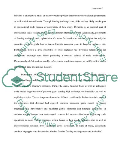 Fixed vs. Floating exchange rates